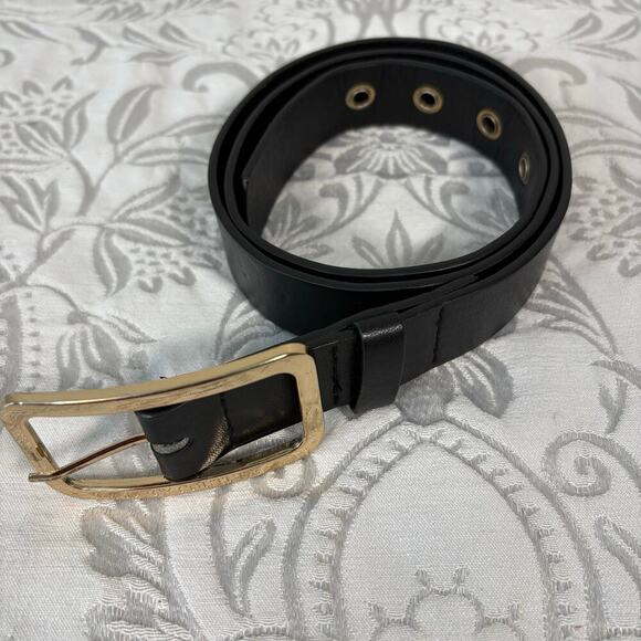 JUICY COUTURE Faux LE Belt Blk Sz M Retro Y2K Dark Fairy Core Witchy Biker Edgy - Picture 1 of 5